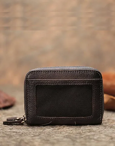 Vintage Women Leather Card Holders Small Double Zip Card Wallet Small Wallet For Women