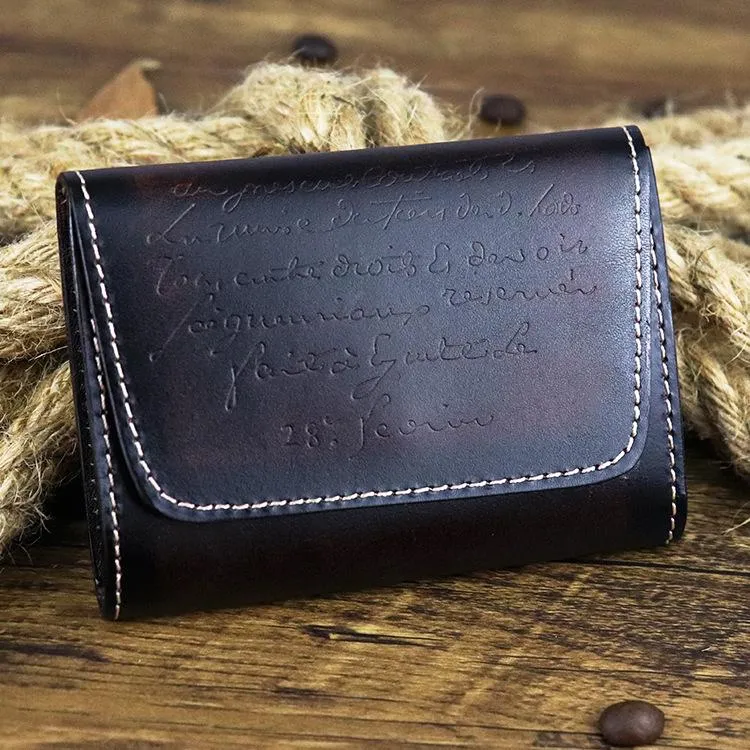 Vintage Women Men Leather Card Wallet Coin Purse Organ Coin Pouch Change Holder for Men and Women