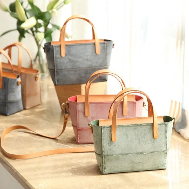 Vintage Womens Beige Leather Handbag Tote Purse Tote Handmade Shopper Side Tote Bag for Men