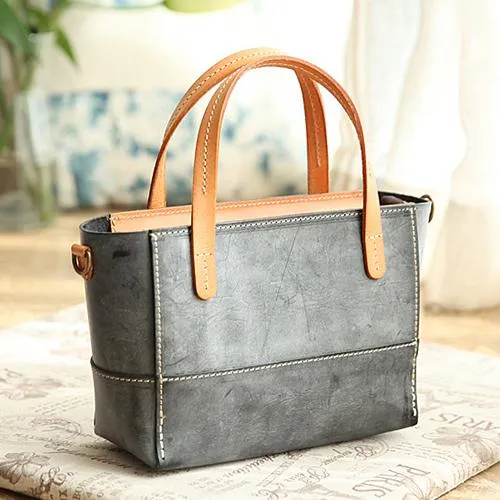 Vintage Womens Beige Leather Handbag Tote Purse Tote Handmade Shopper Side Tote Bag for Men