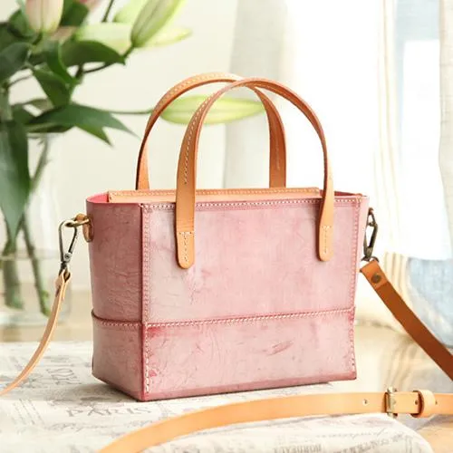 Vintage Womens Beige Leather Handbag Tote Purse Tote Handmade Shopper Side Tote Bag for Men