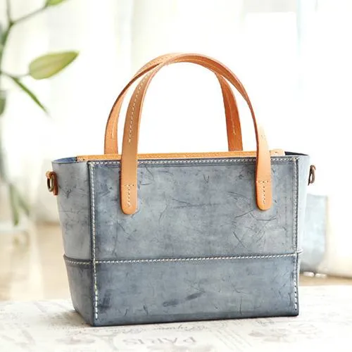 Vintage Womens Beige Leather Handbag Tote Purse Tote Handmade Shopper Side Tote Bag for Men