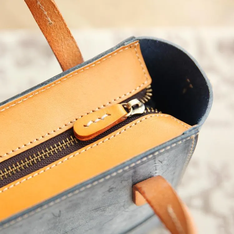Vintage Womens Beige Leather Handbag Tote Purse Tote Handmade Shopper Side Tote Bag for Men