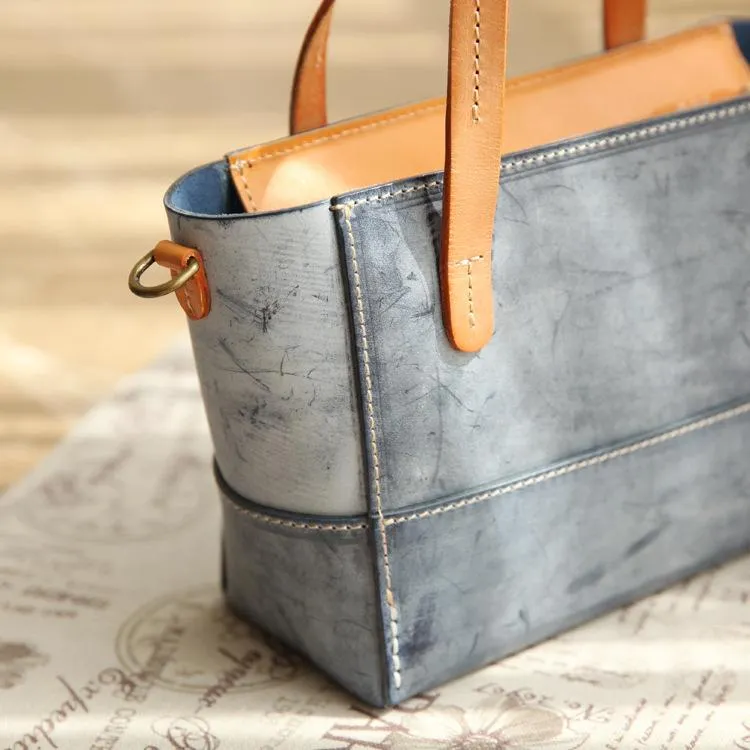 Vintage Womens Beige Leather Handbag Tote Purse Tote Handmade Shopper Side Tote Bag for Men
