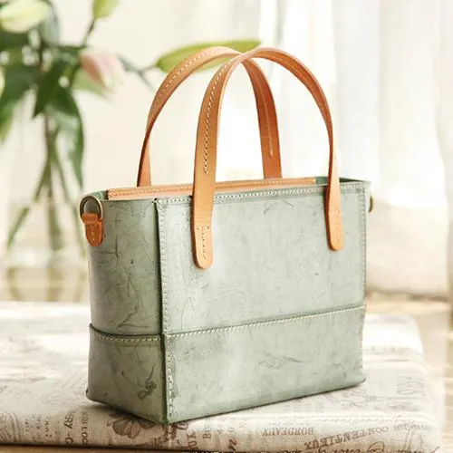Vintage Womens Beige Leather Handbag Tote Purse Tote Handmade Shopper Side Tote Bag for Men
