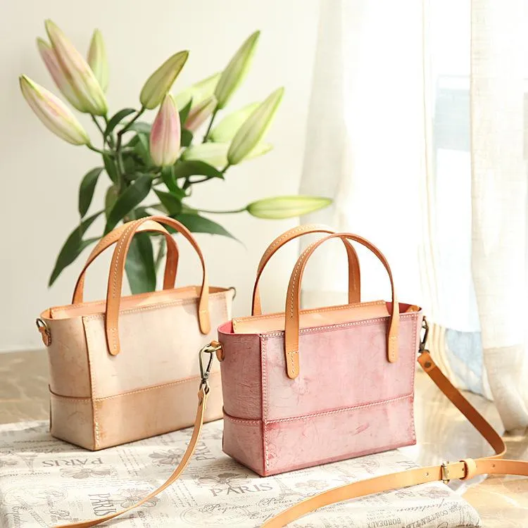 Vintage Womens Beige Leather Handbag Tote Purse Tote Handmade Shopper Side Tote Bag for Men