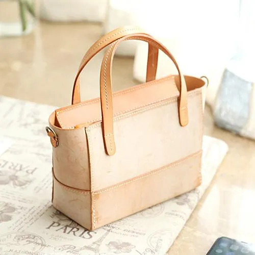 Vintage Womens Beige Leather Handbag Tote Purse Tote Handmade Shopper Side Tote Bag for Men