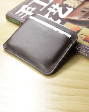 Vintage Womens Black Leather Slim Card Holder Wallet Minimalist Card Holders Wallet for Ladies