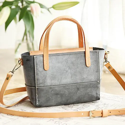 Vintage Womens Blue Leather Handbag Tote Purse Tote Handmade Shopper Side Tote Bag for Men