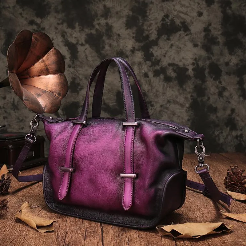 Vintage Womens Brown Leather Handbag Purse Shoulder Handbags Crossbody Bags for Ladies