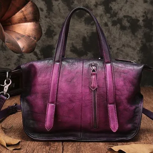 Vintage Womens Brown Leather Handbag Purse Shoulder Handbags Crossbody Bags for Ladies