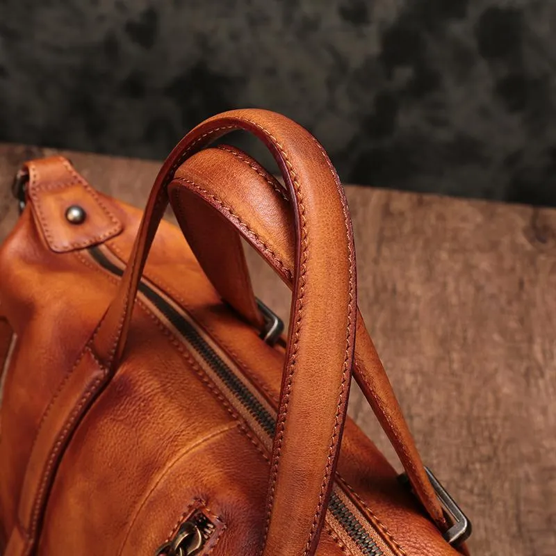 Vintage Womens Brown Leather Handbag Purse Shoulder Handbags Crossbody Bags for Ladies