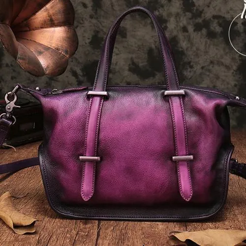 Vintage Womens Brown Leather Handbag Purse Shoulder Handbags Crossbody Bags for Ladies