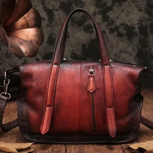Vintage Womens Brown Leather Handbag Purse Shoulder Handbags Crossbody Bags for Ladies