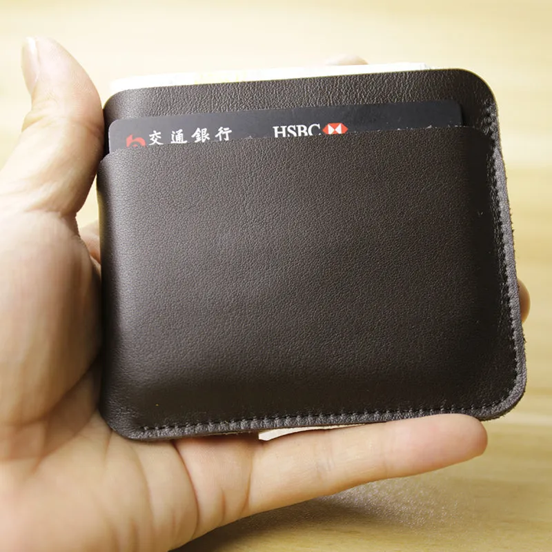 Vintage Womens Brown Leather Slim Card Holder Wallet Minimalist Card Holders Wallet for Ladies