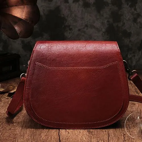 Vintage Womens Green Leather Saddle Handbag Vintage Style Shoulder Purses for Ladies