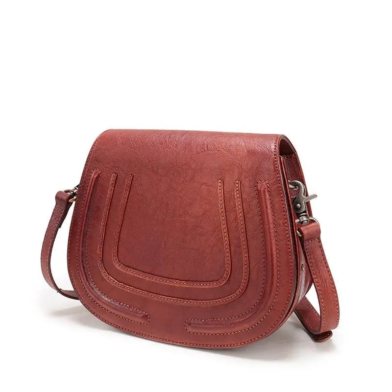 Vintage Womens Green Leather Saddle Handbag Vintage Style Shoulder Purses for Ladies