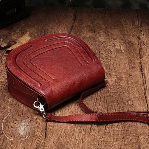 Vintage Womens Green Leather Saddle Handbag Vintage Style Shoulder Purses for Ladies