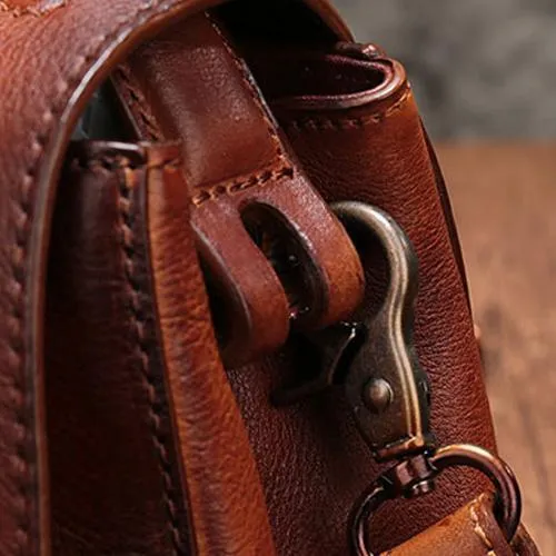 Vintage Womens Green Leather Small Handbag Shoulder Bag Brown Dome Satchel Purse Bag for Ladies