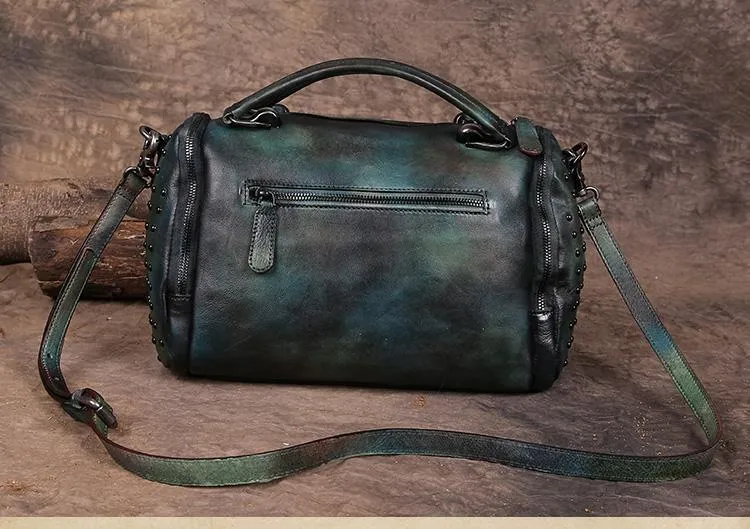 Vintage Womens Leather Handbags Red Side Bag Brown SHoulder Bag Purse for Ladies