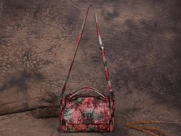 Vintage Womens Leather Handbags Red Side Bag Brown SHoulder Bag Purse for Ladies