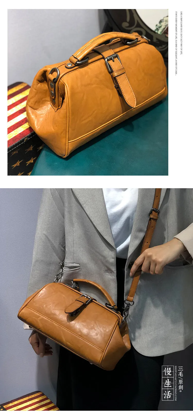 Vintage Womens Red Leather Doctor Handbag Purse Handmade Doctor Shoulder Bag for Women