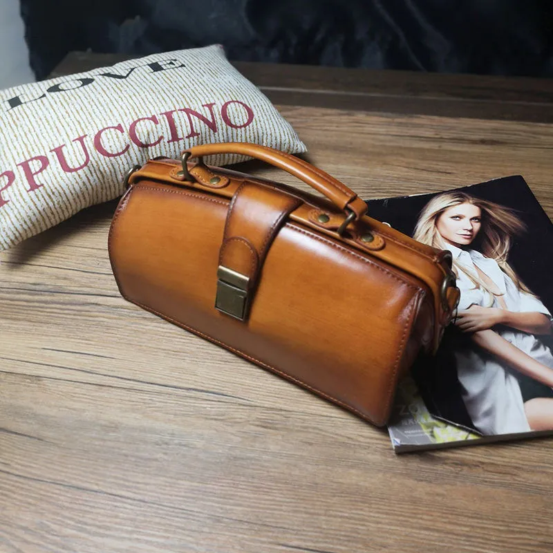 Vintage Womens Red Leather Doctor Handbag Purses Vintage Handmade Doctor Crossbody Purse for Women