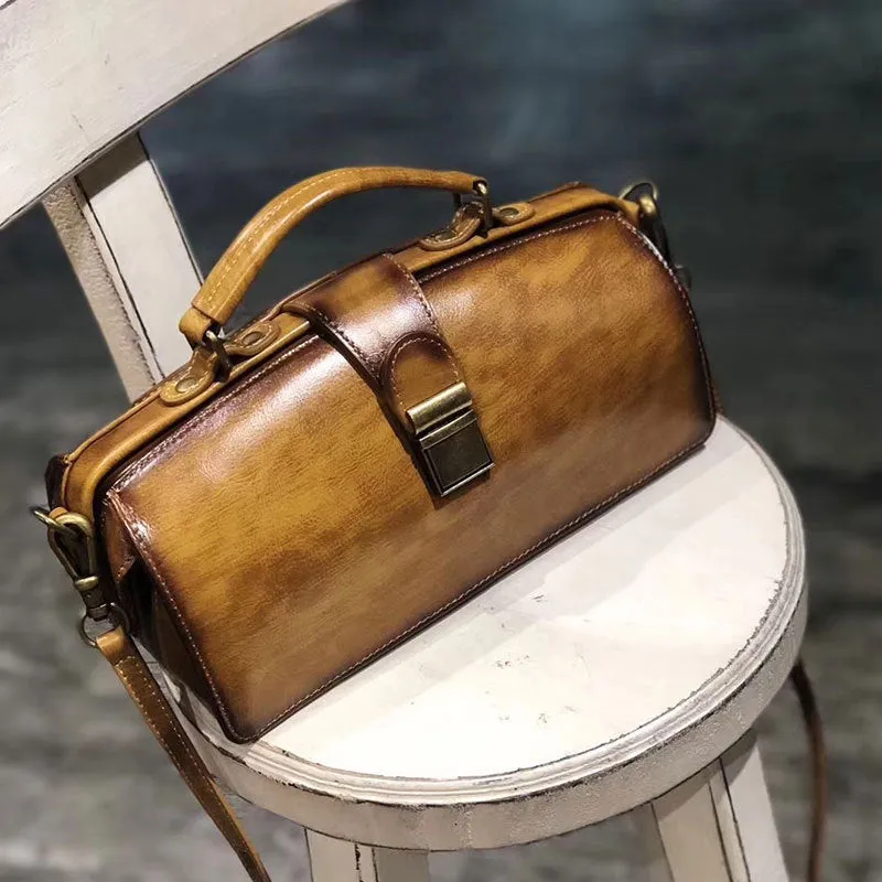 Vintage Womens Red Leather Doctor Handbag Purses Vintage Handmade Doctor Crossbody Purse for Women