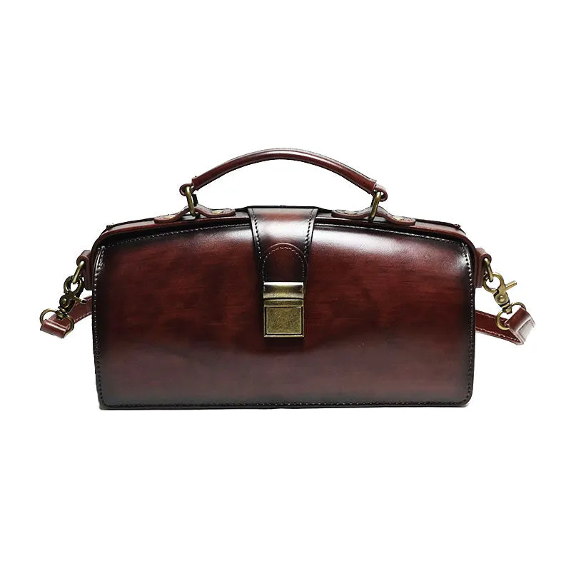 Vintage Womens Red Leather Doctor Handbag Purses Vintage Handmade Doctor Crossbody Purse for Women