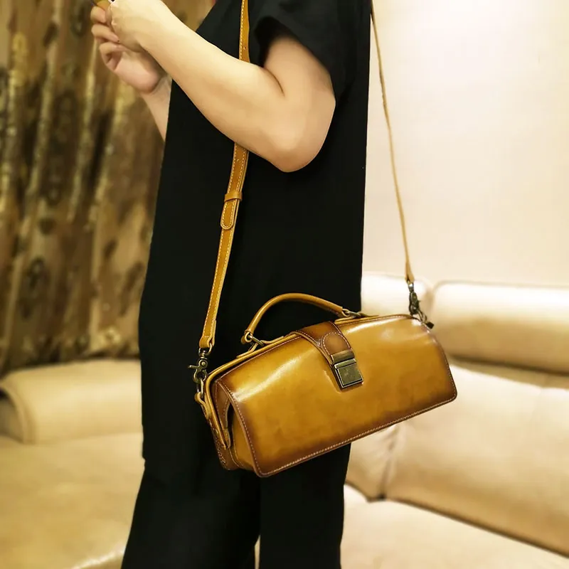 Vintage Womens Red Leather Doctor Handbag Purses Vintage Handmade Doctor Crossbody Purse for Women