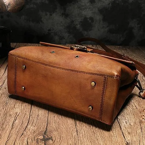Vintage Womens Red Leather Satchel Handbags Purse Shoulder Crossbody Bags for Ladies