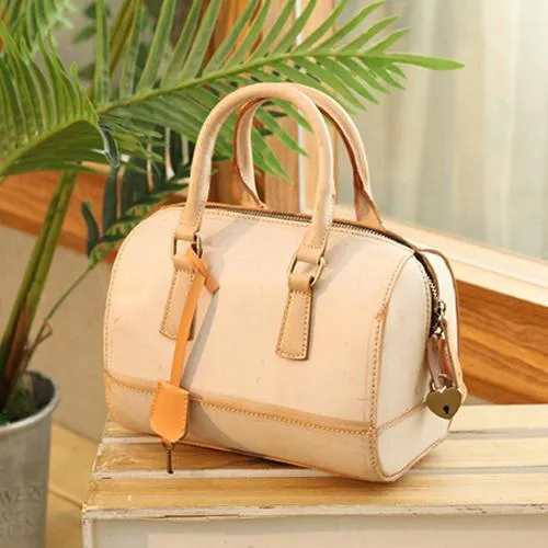 Vintage Womens Waxed Leather Green Boston Handbags Purse Small Green Side Boston Bag Purse for Women