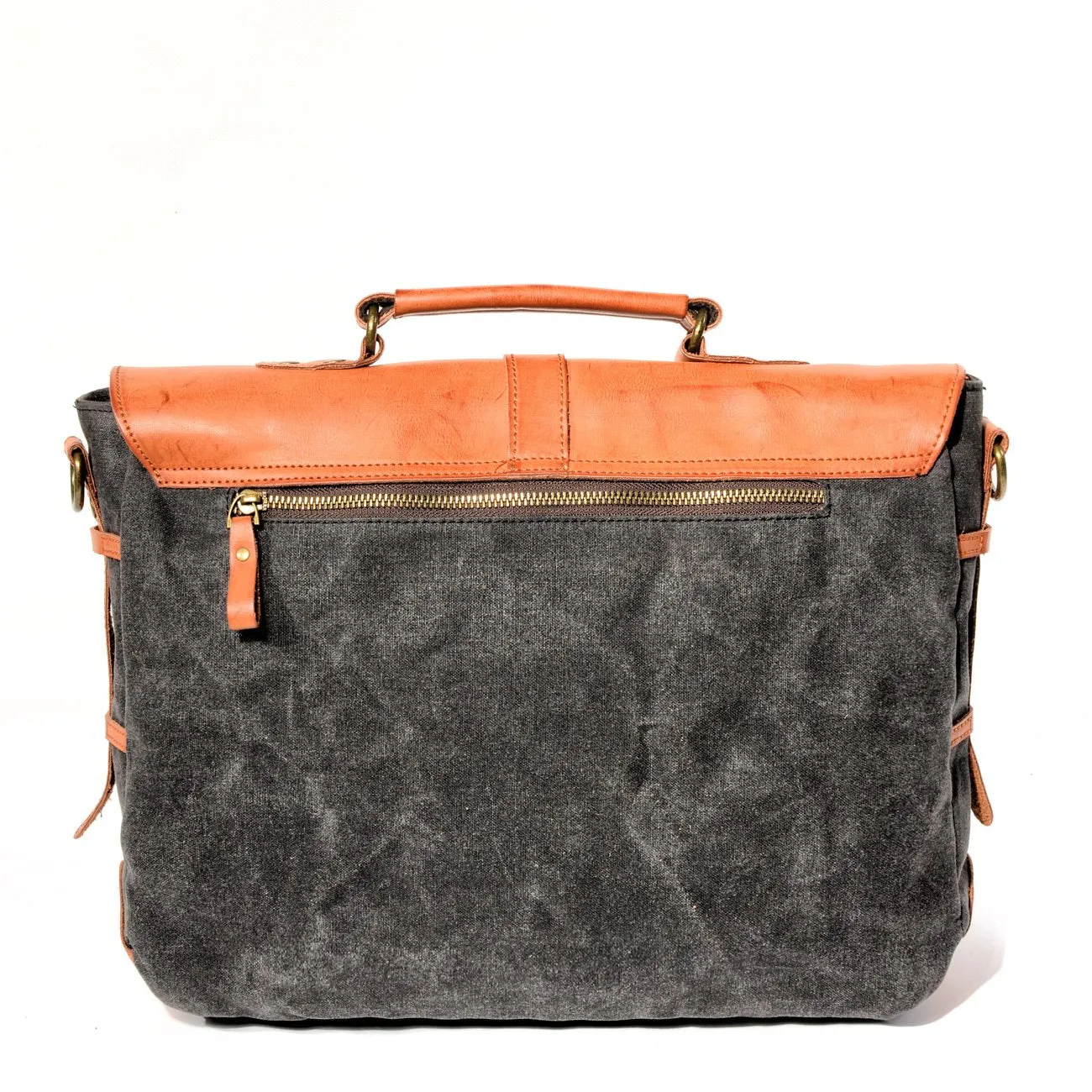 Waxed Canvas Leather Mens Casual 14'' Messenger Bag Side Bag Computer Bag For Men