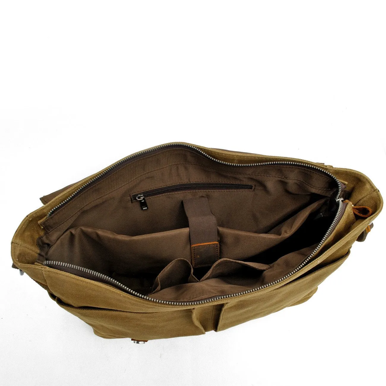 Waxed Canvas Leather Mens Waterproof 14'' Camera Bags Black Side Bag Messenger Bag Shoulder Bag For Men