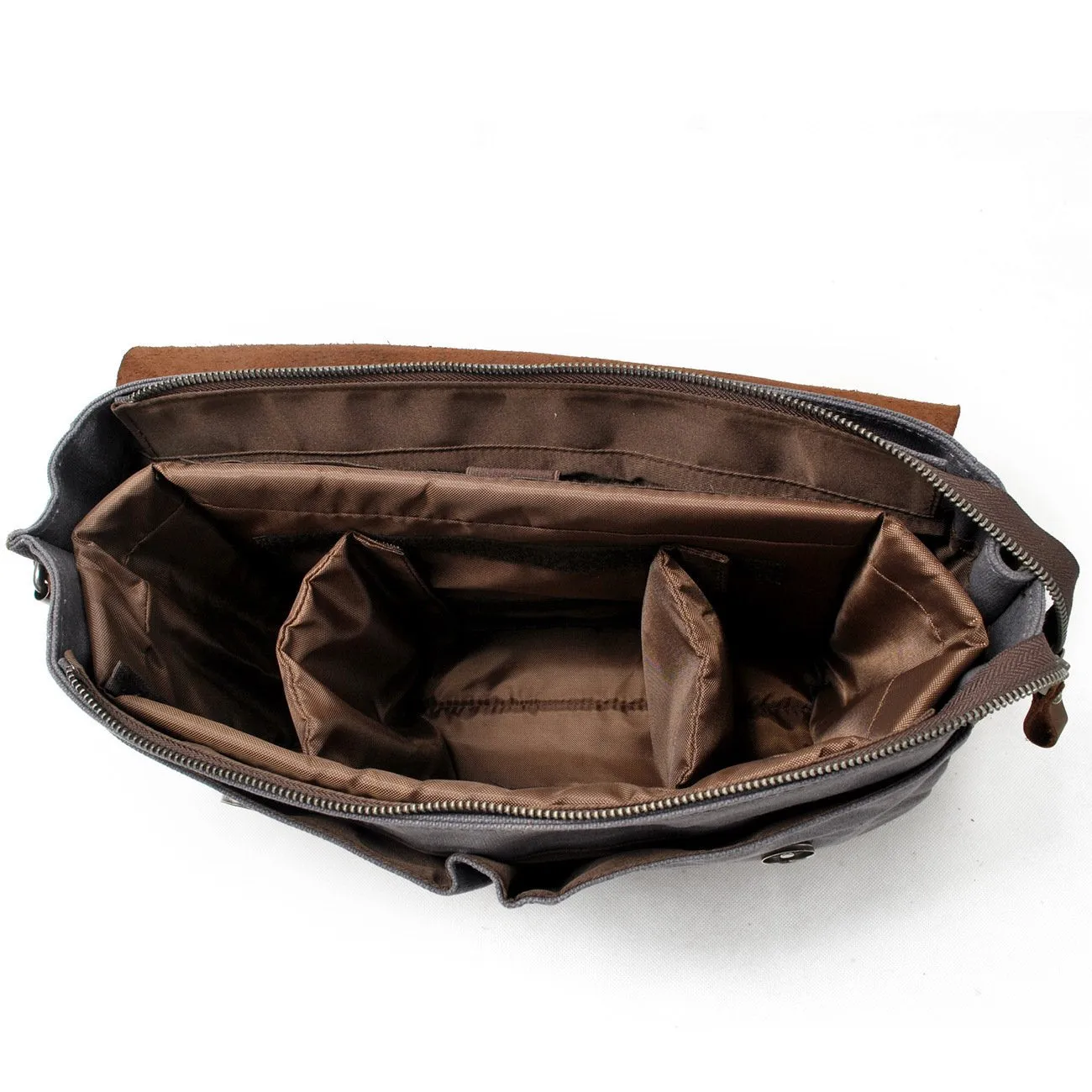 Waxed Canvas Leather Mens Waterproof Black 14???? Camera Bag Shoulder Bag Messenger Bag For Men