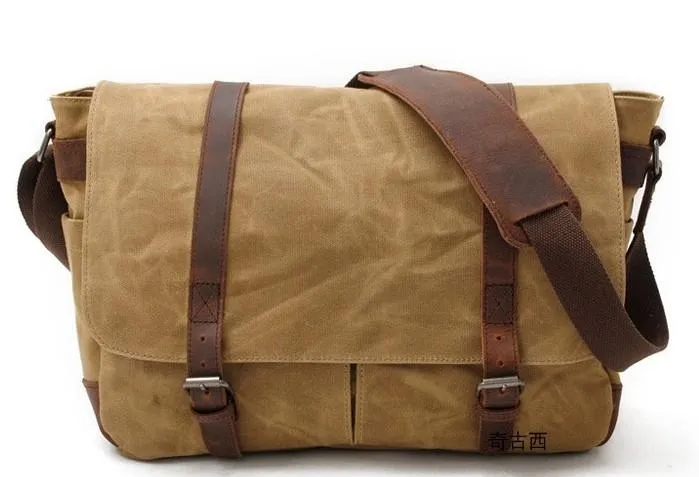 Waxed Canvas Mens Camera Shoulder Bag Canvas Messenger Bag Canvas Camera Side Bag for Men