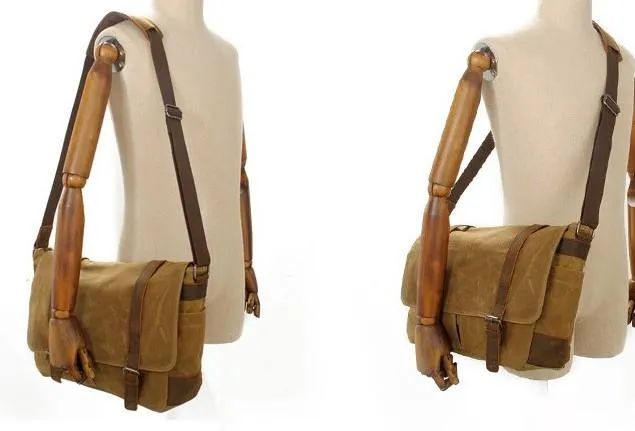 Waxed Canvas Mens Camera Shoulder Bag Canvas Messenger Bag Canvas Camera Side Bag for Men
