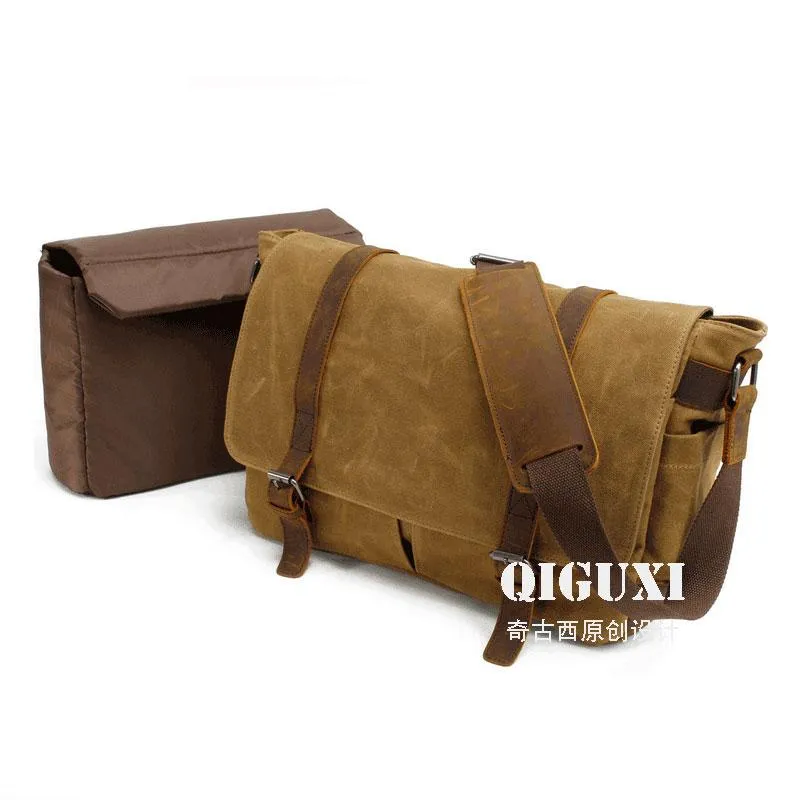 Waxed Canvas Mens Camera Shoulder Bag Canvas Messenger Bag Canvas Camera Side Bag for Men