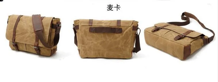 Waxed Canvas Mens Camera Shoulder Bag Canvas Messenger Bag Canvas Camera Side Bag for Men