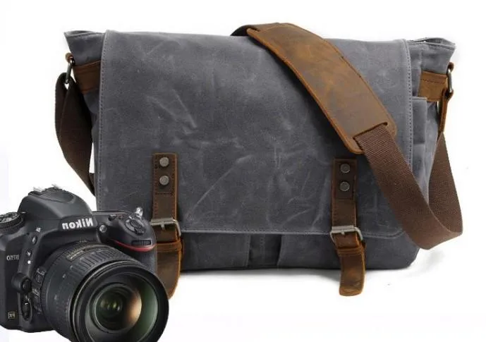 Waxed Canvas Mens Camera Shoulder Bag Canvas Messenger Bag Canvas Camera Side Bag for Men