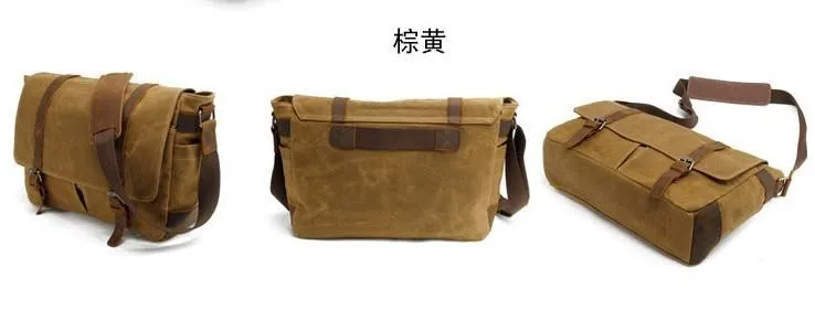 Waxed Canvas Mens Camera Shoulder Bag Canvas Messenger Bag Canvas Camera Side Bag for Men