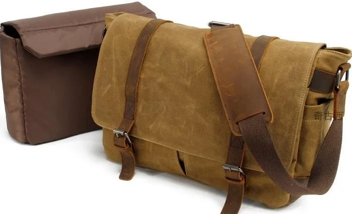 Waxed Canvas Mens Camera Shoulder Bag Canvas Messenger Bag Canvas Camera Side Bag for Men