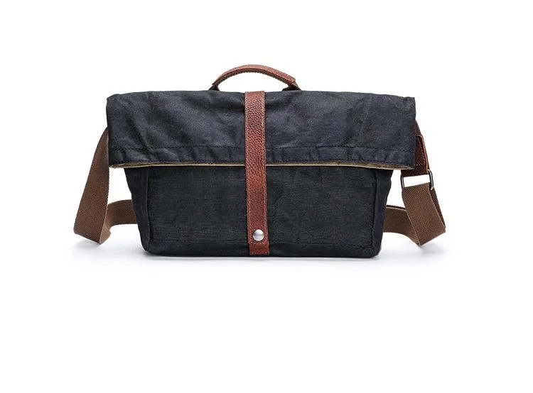 Waxed Canvas Mens Side Bag 13??Khaki Courier Bag Messenger Bag for Men
