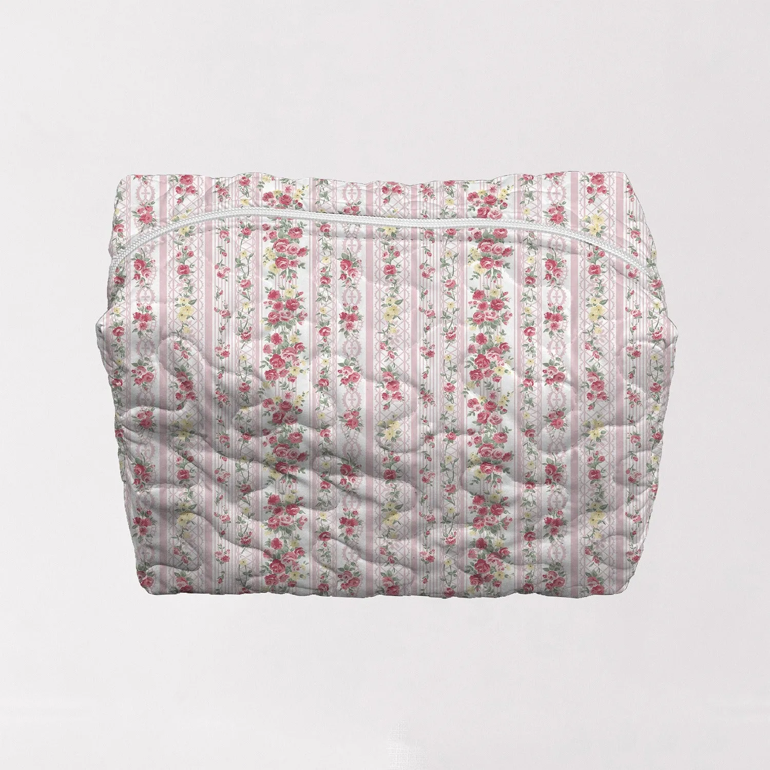 Wilshire Stripe Pink Quilted Large Makeup Bag