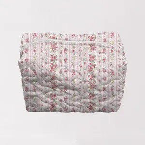 Wilshire Stripe Pink Quilted Large Makeup Bag
