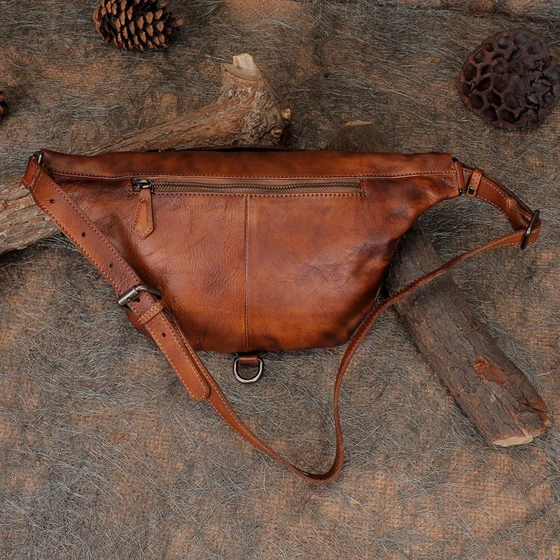Women Black Gray Leather Waist Bag Fanny Pack Vintage Handmade Hip Pack for Men