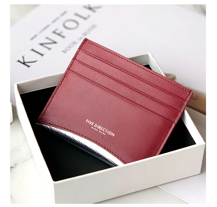 Women Black Leather Card Holders Small Card Wallet Minimalist Credit Card Holder For Women