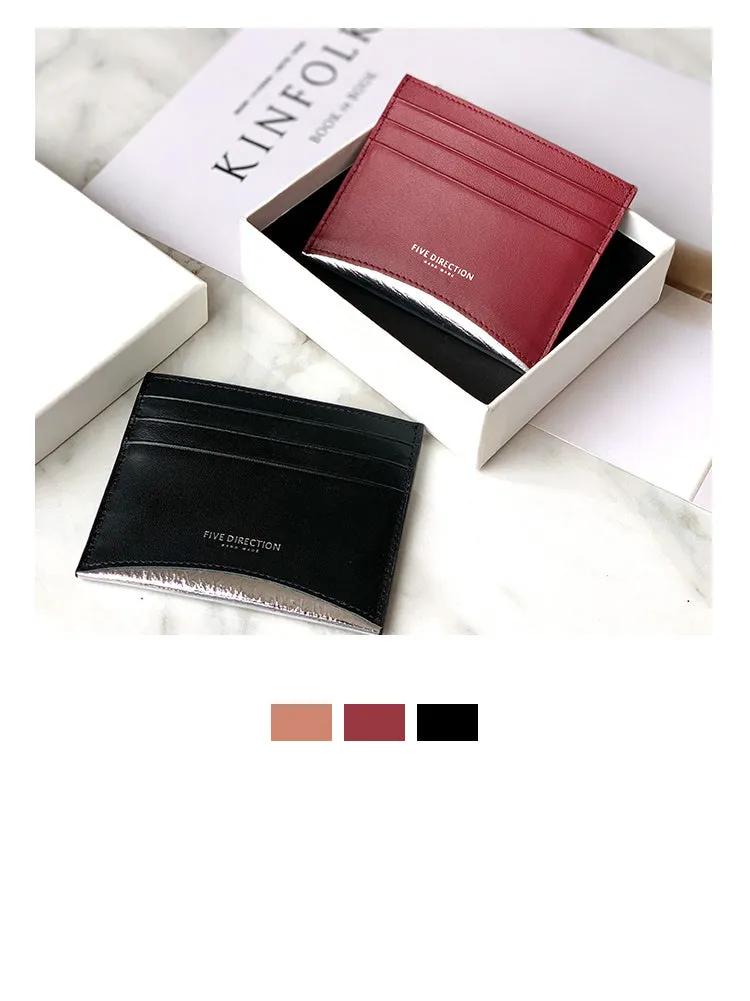 Women Black Leather Card Holders Small Card Wallet Minimalist Credit Card Holder For Women