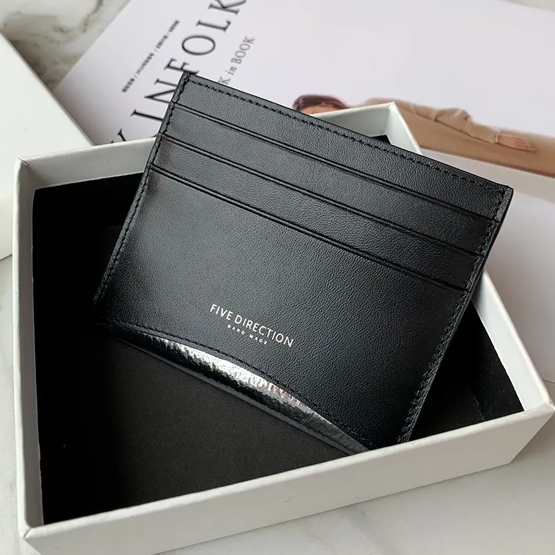 Women Black Leather Card Holders Small Card Wallet Minimalist Credit Card Holder For Women