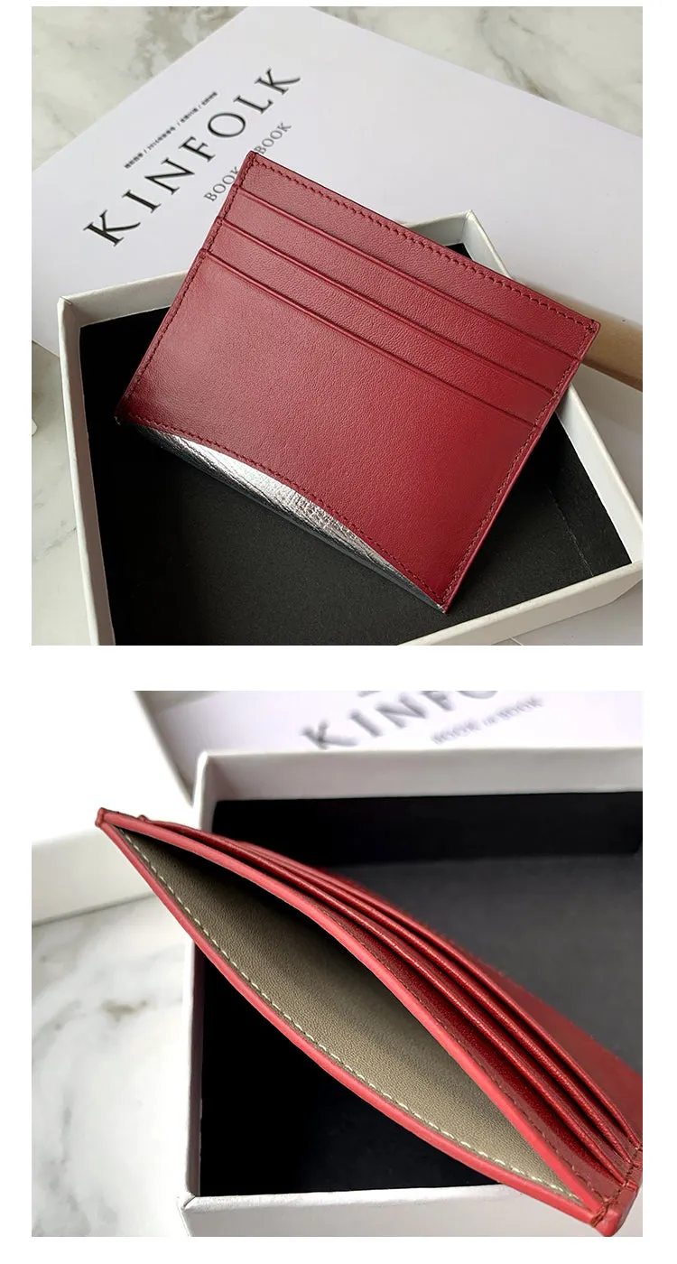 Women Black Leather Card Holders Small Card Wallet Minimalist Credit Card Holder For Women